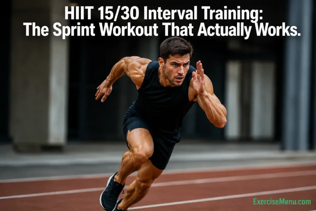 Athlete sprinting during HIIT 15/30 interval training session