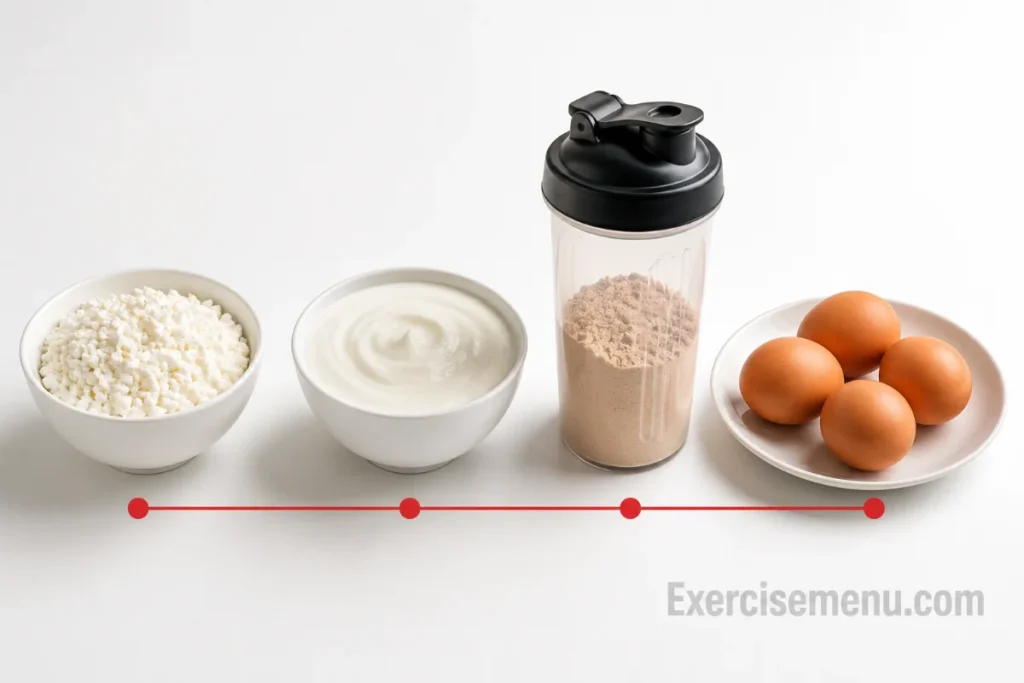 Comparison of cottage cheese, Greek yogurt, whey protein, and eggs as post-workout protein sources