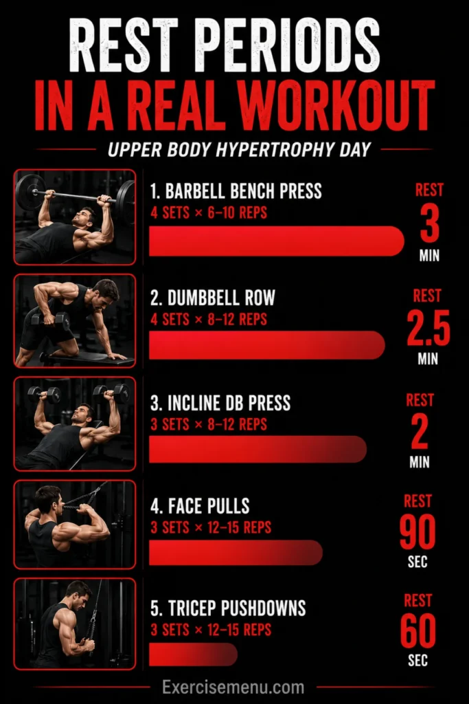 sample workout rest periods upper body