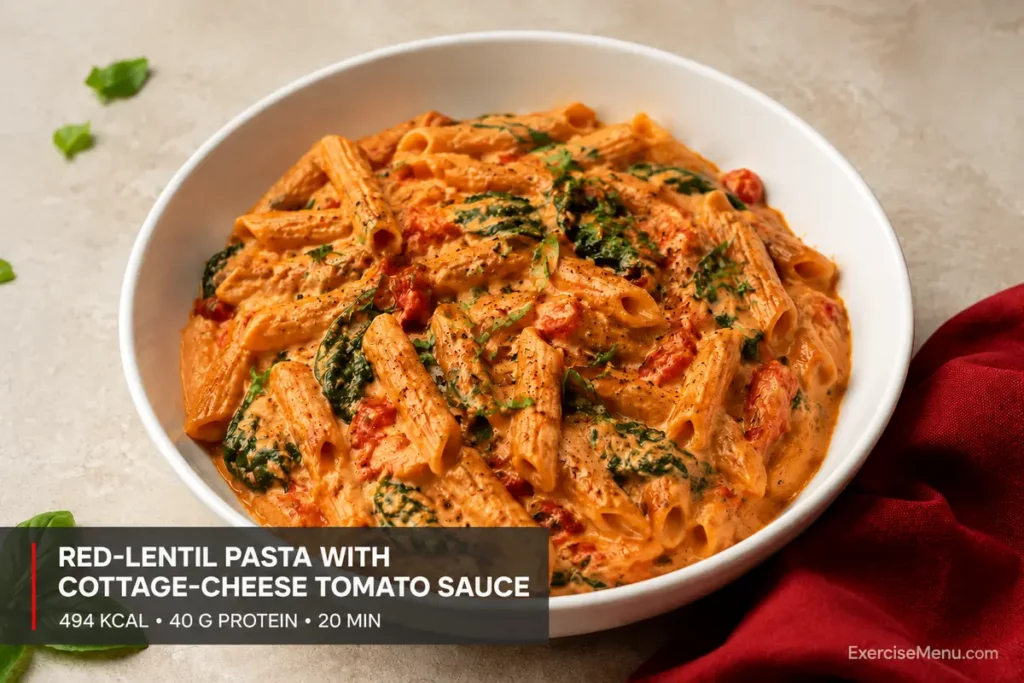 red lentil pasta cottage cheese sauce