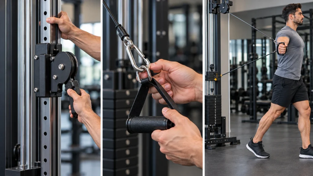how to set up a cable machine pulley height attachment slack