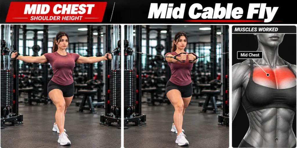 mid cable fly for mid chest start and finish position