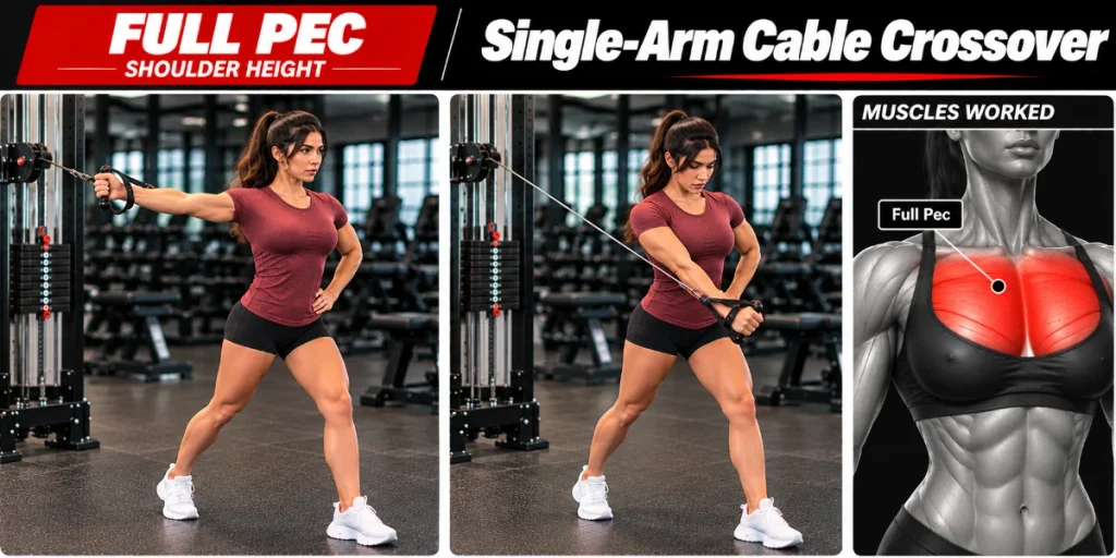 single arm cable crossover full pec start and finish position